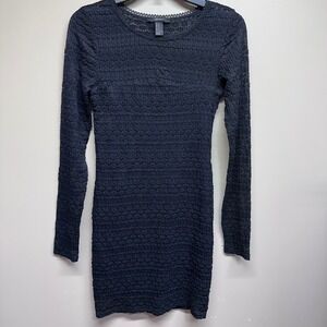 Forever 21 Black Textured Long Sleeve Mini Dress Women's Size Medium